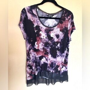 💖Simply Vera Wang Abstract Print Women's Top blouse shirt size PL💖